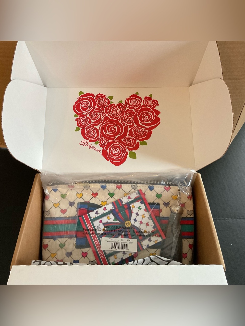 Brighton Love & Joy Multicolor Heart Small Crossbody Fabric Bag NEW